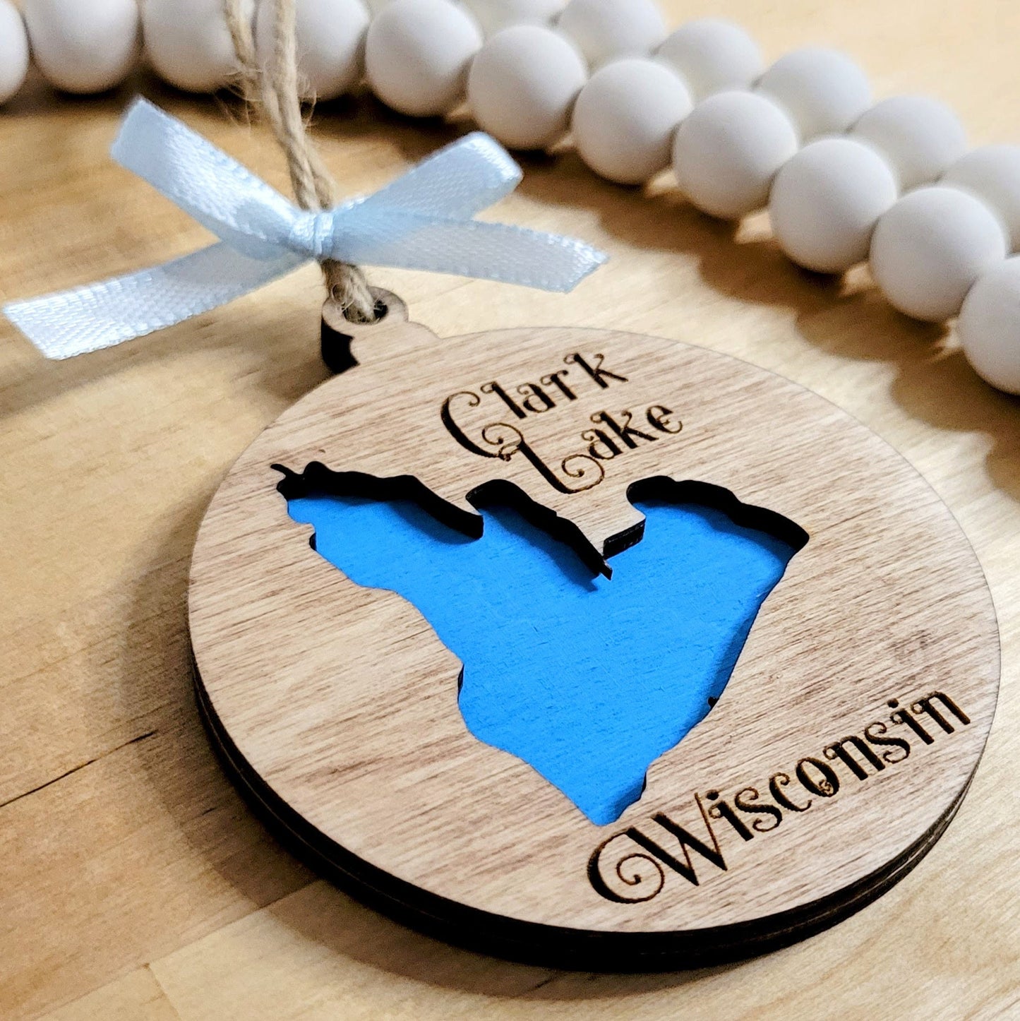 CUSTOM Any Lake Wooden Christmas Ornament