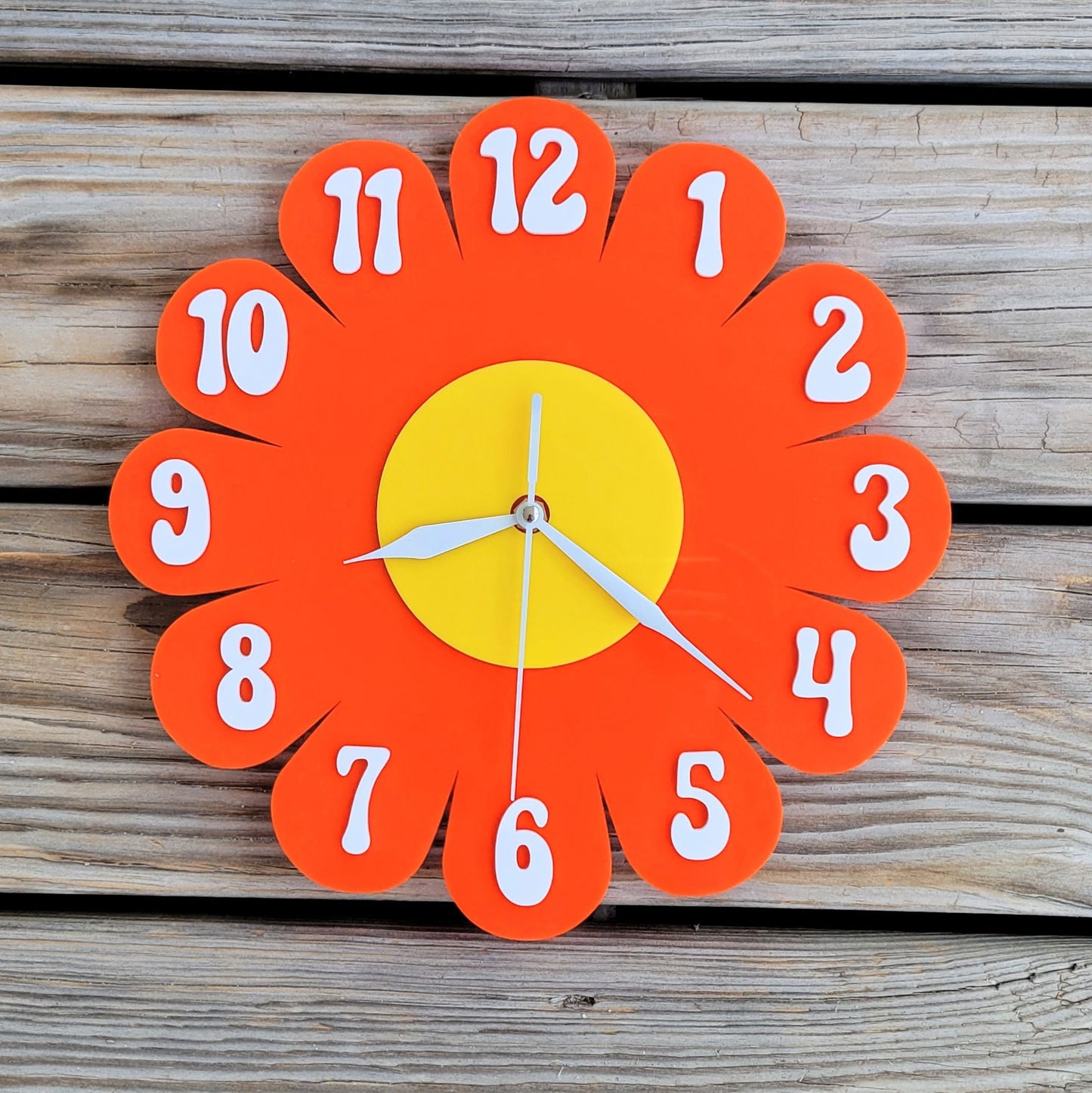 Orange Daisy Wall Clock