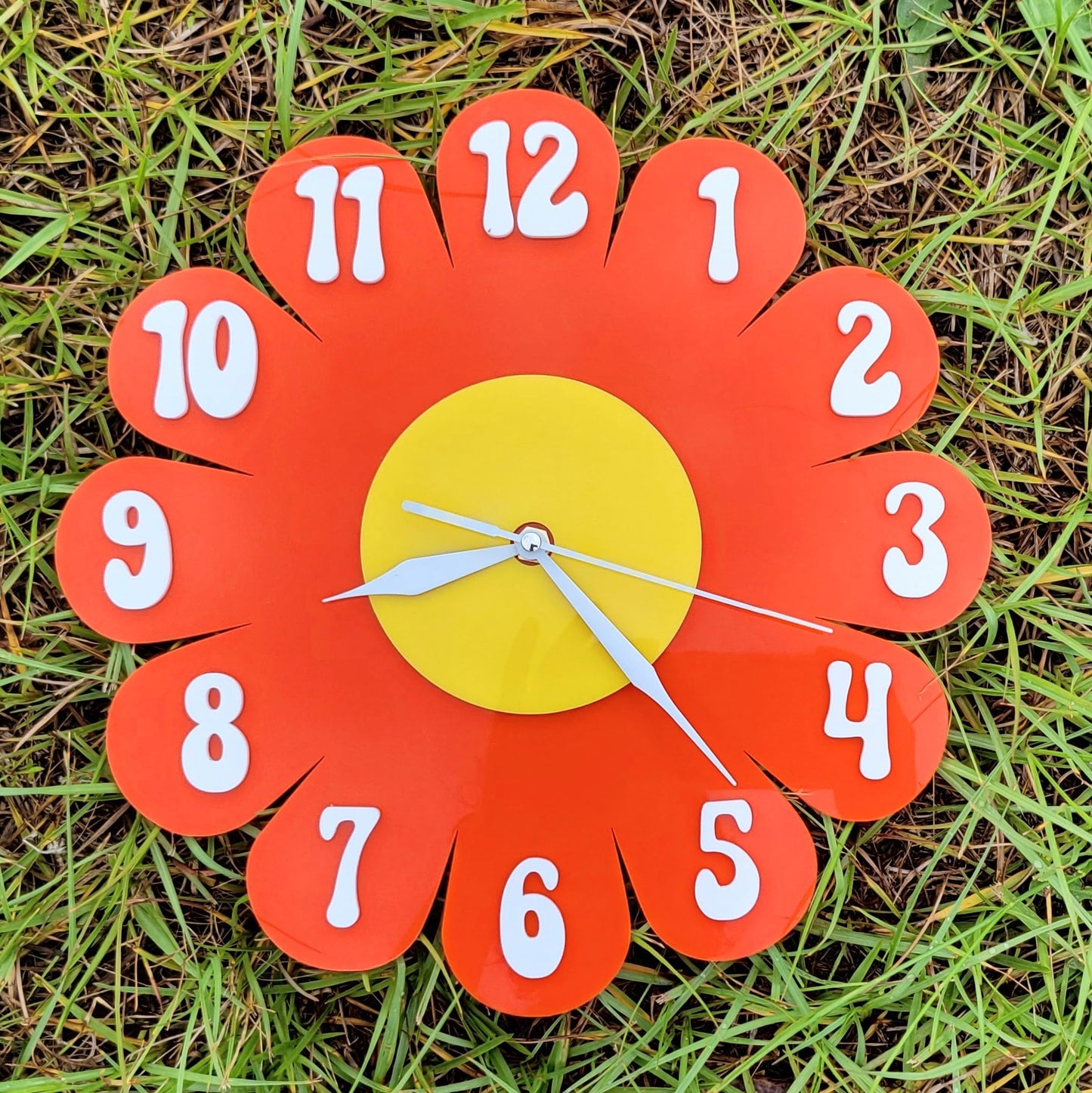 Orange Daisy Wall Clock