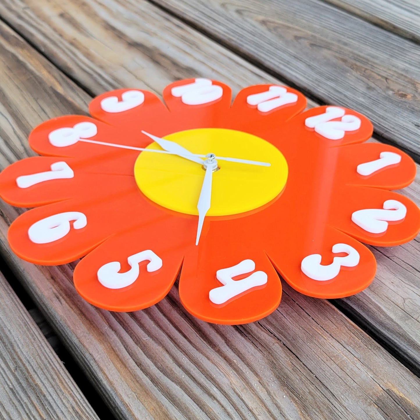Orange Daisy Wall Clock