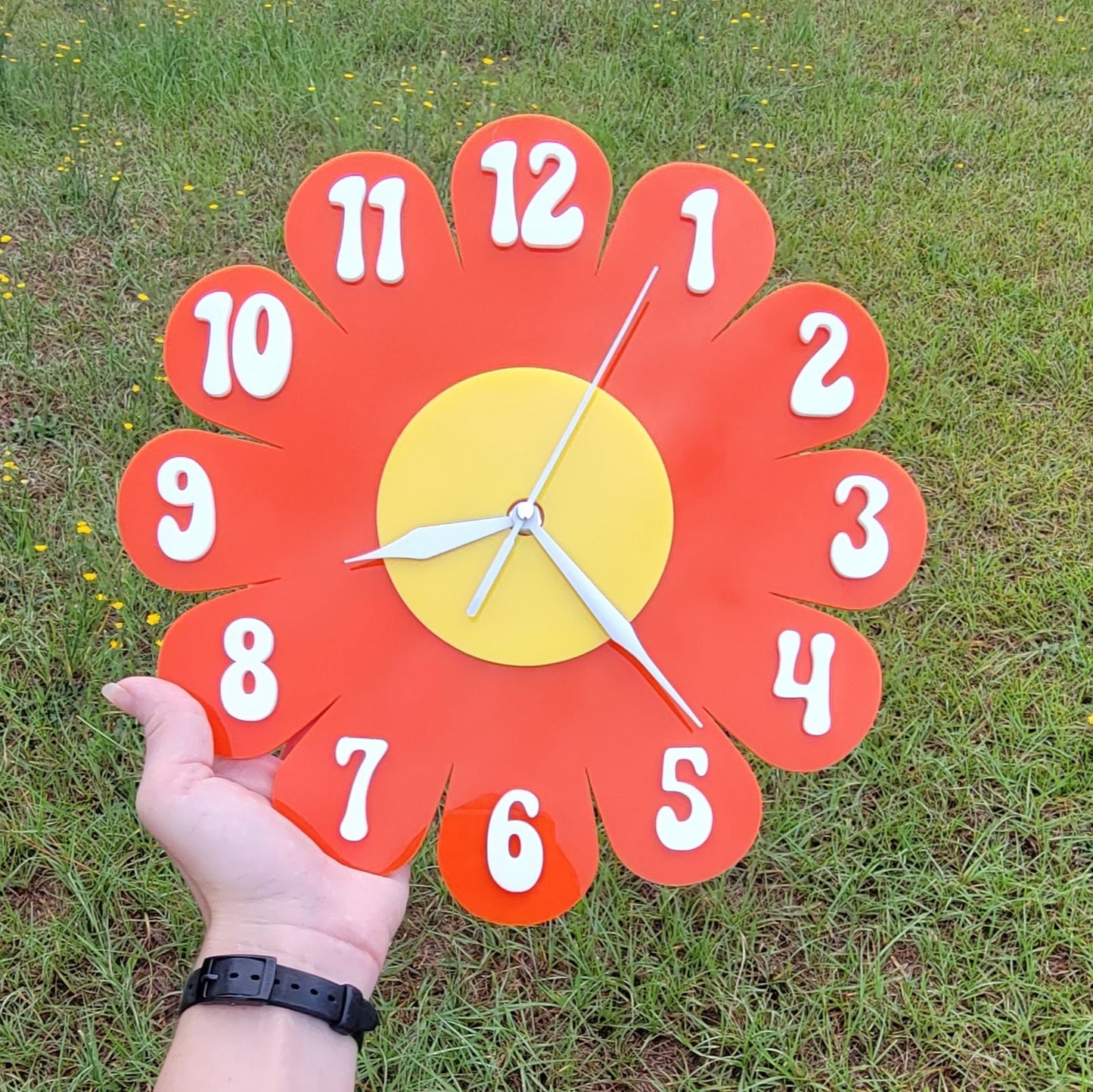 Orange Daisy Wall Clock