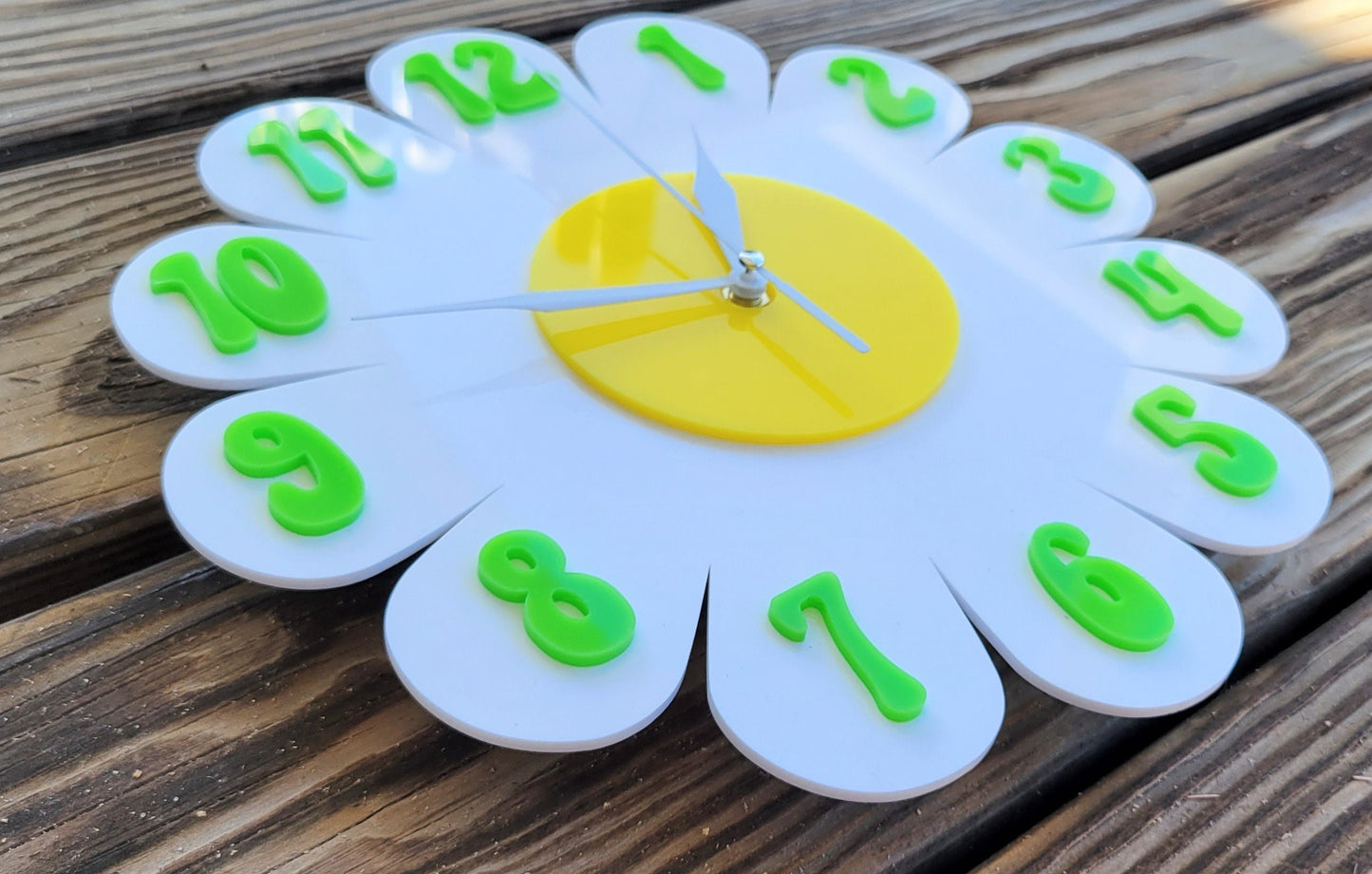 White Daisy Wall Clock