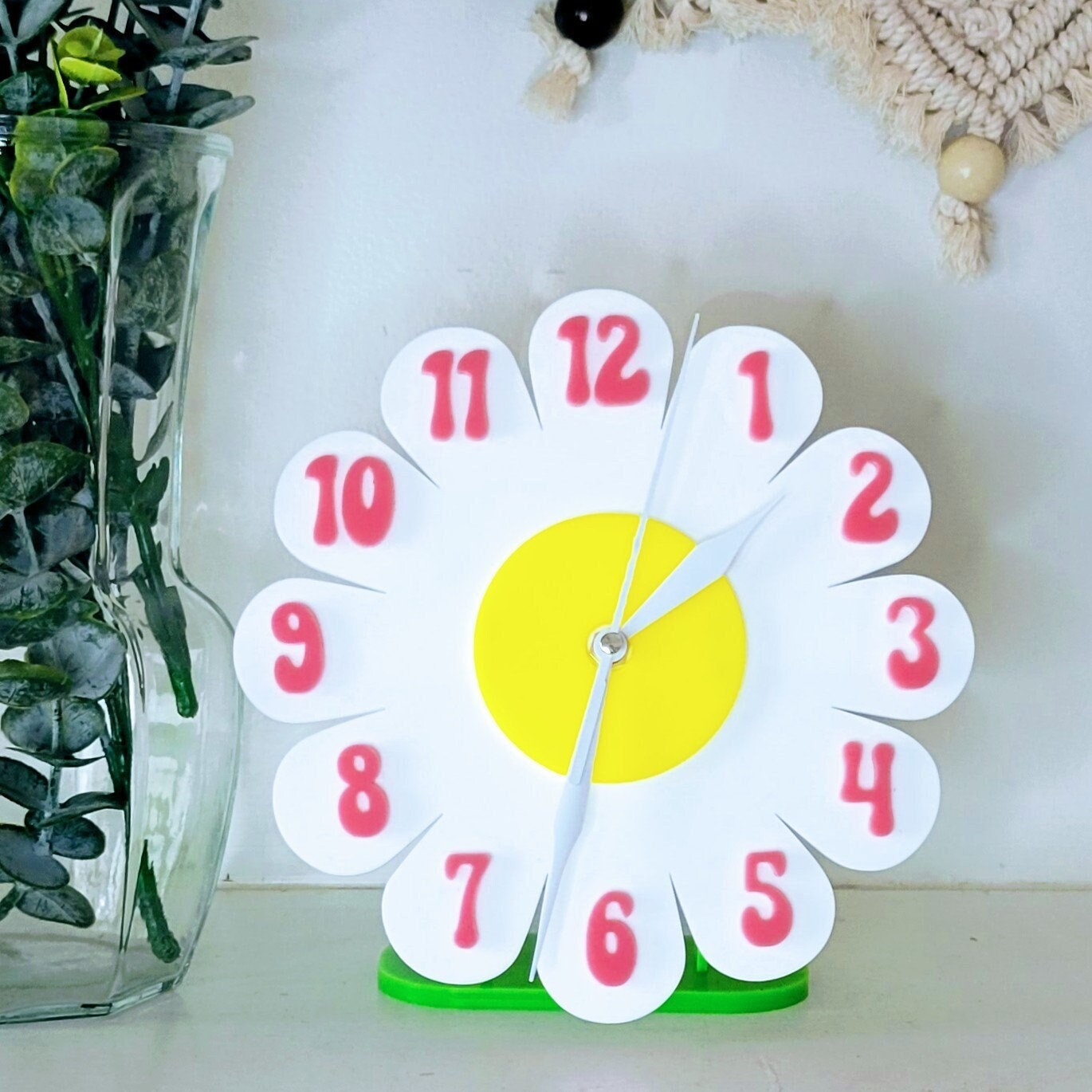 Turquoise Daisy Desk Clock