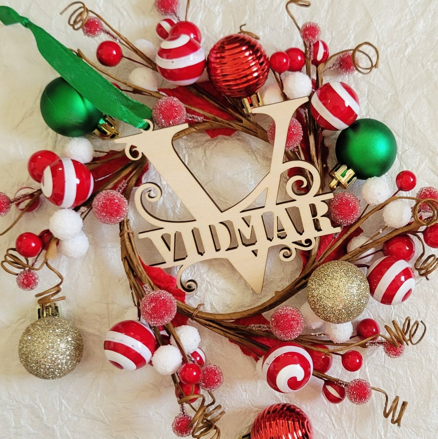 Wooden Monogram Christmas Ornament - Custom Name Ornament - Split Monogram Name Ornament - Personalized Ornament