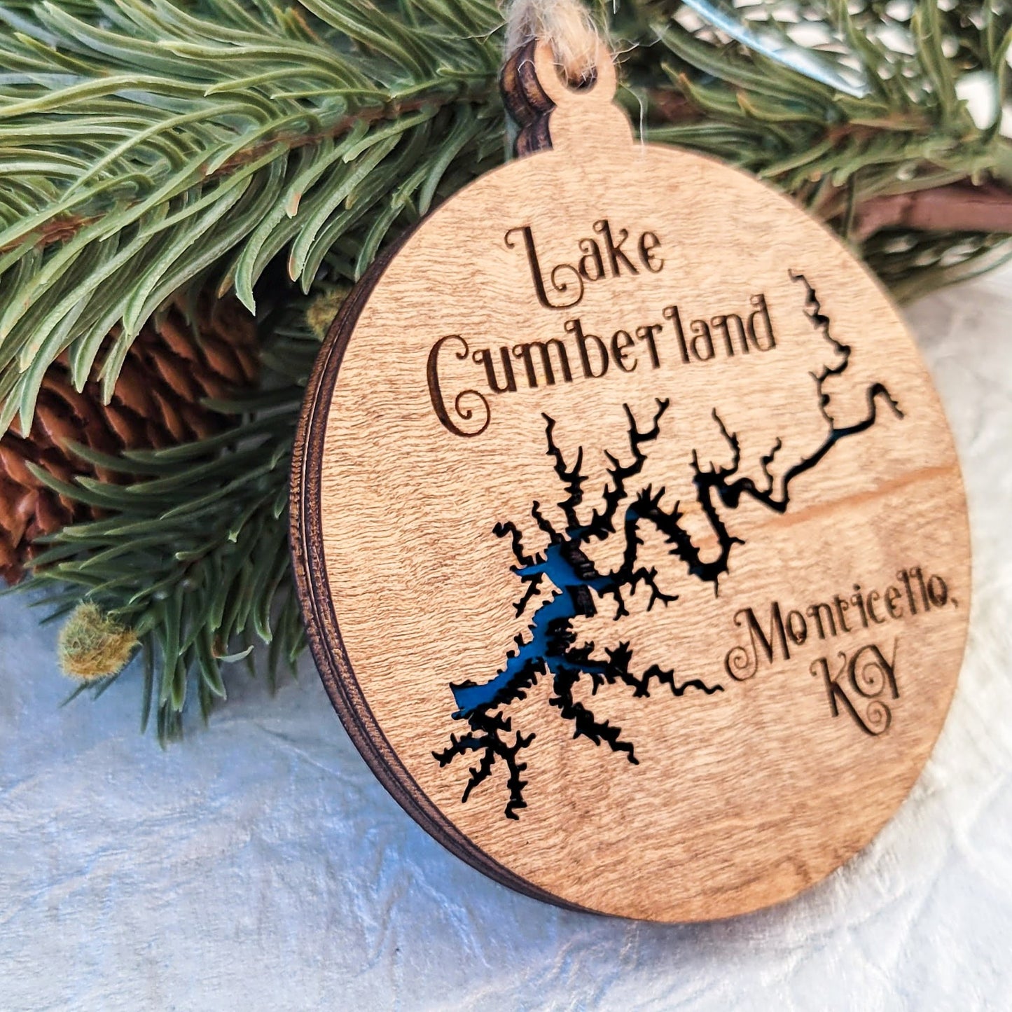 CUSTOM Any Lake Wooden Christmas Ornament