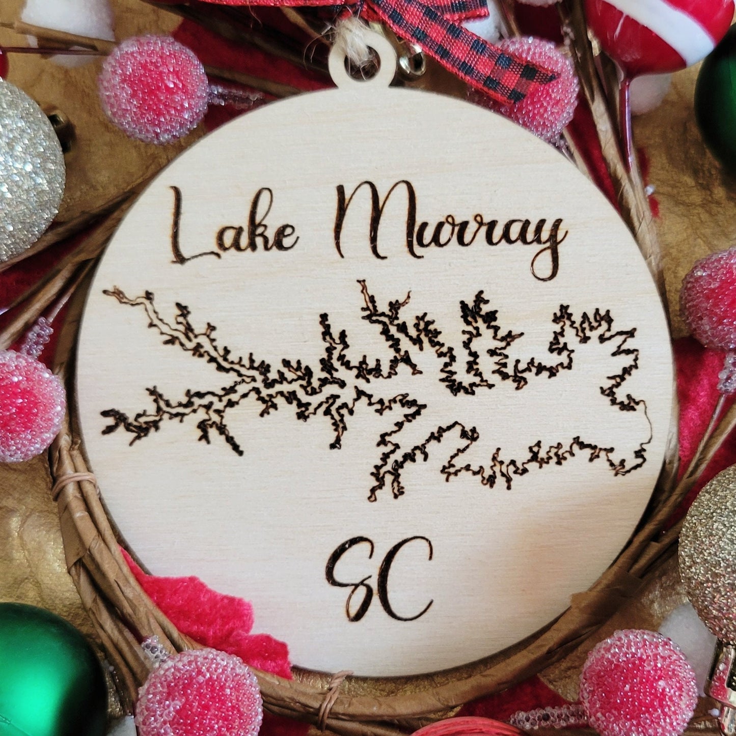 CUSTOM Any Lake Engraved Wooden Christmas Ornament - Custom Lake Gift - Lake Sign - Christmas Lake Decor