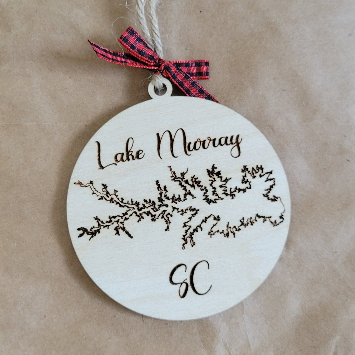 CUSTOM Any Lake Engraved Wooden Christmas Ornament - Custom Lake Gift - Lake Sign - Christmas Lake Decor