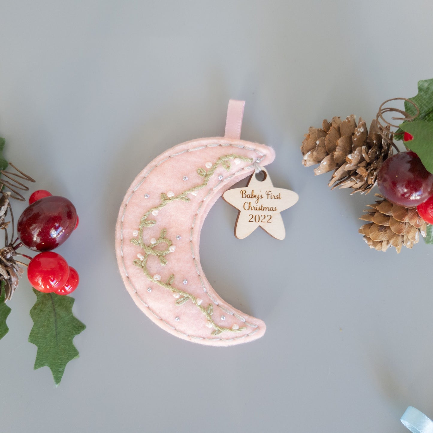 Custom Embroidered Babys First Christmas Ornament