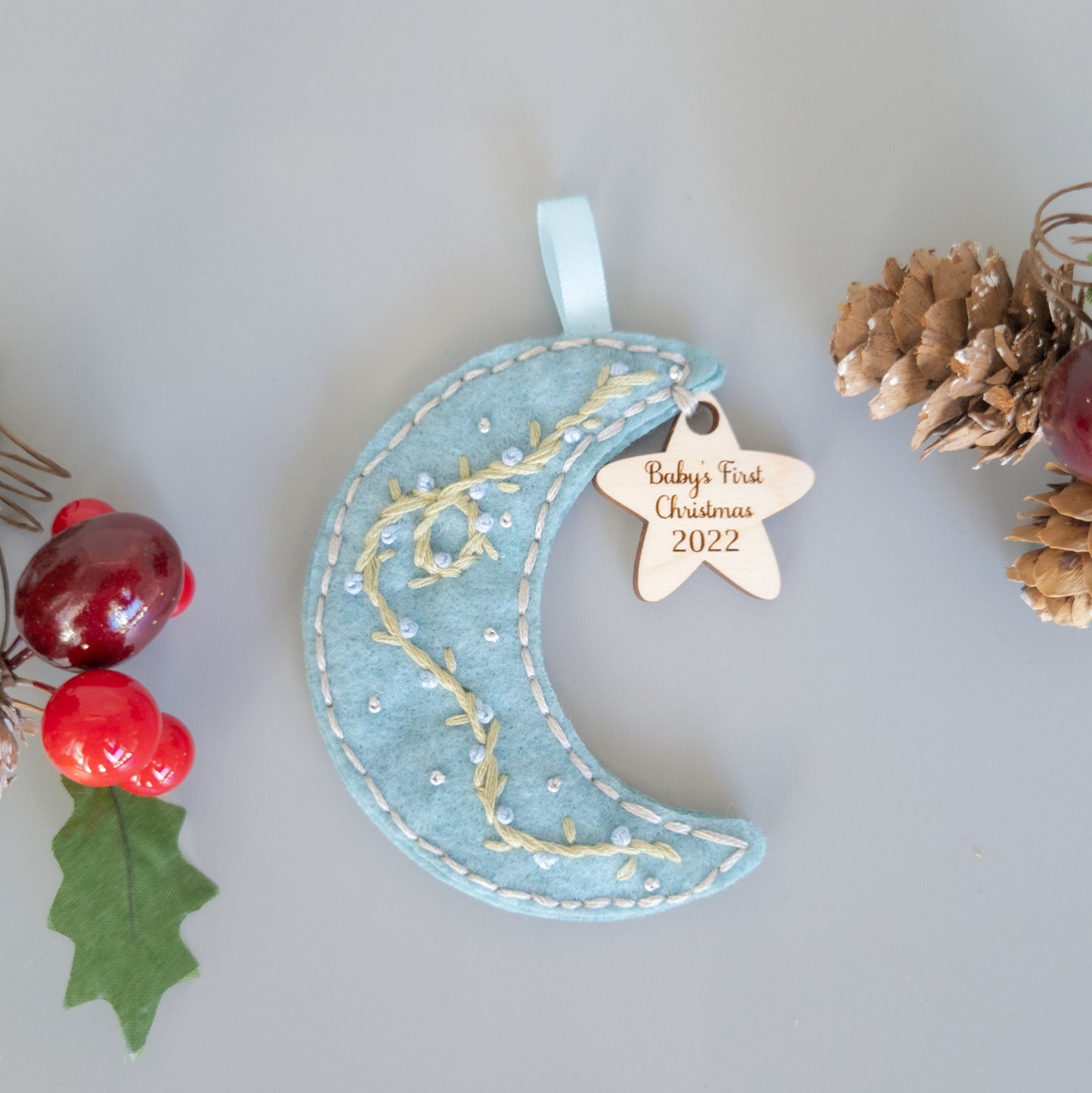 Custom Embroidered Babys First Christmas Ornament
