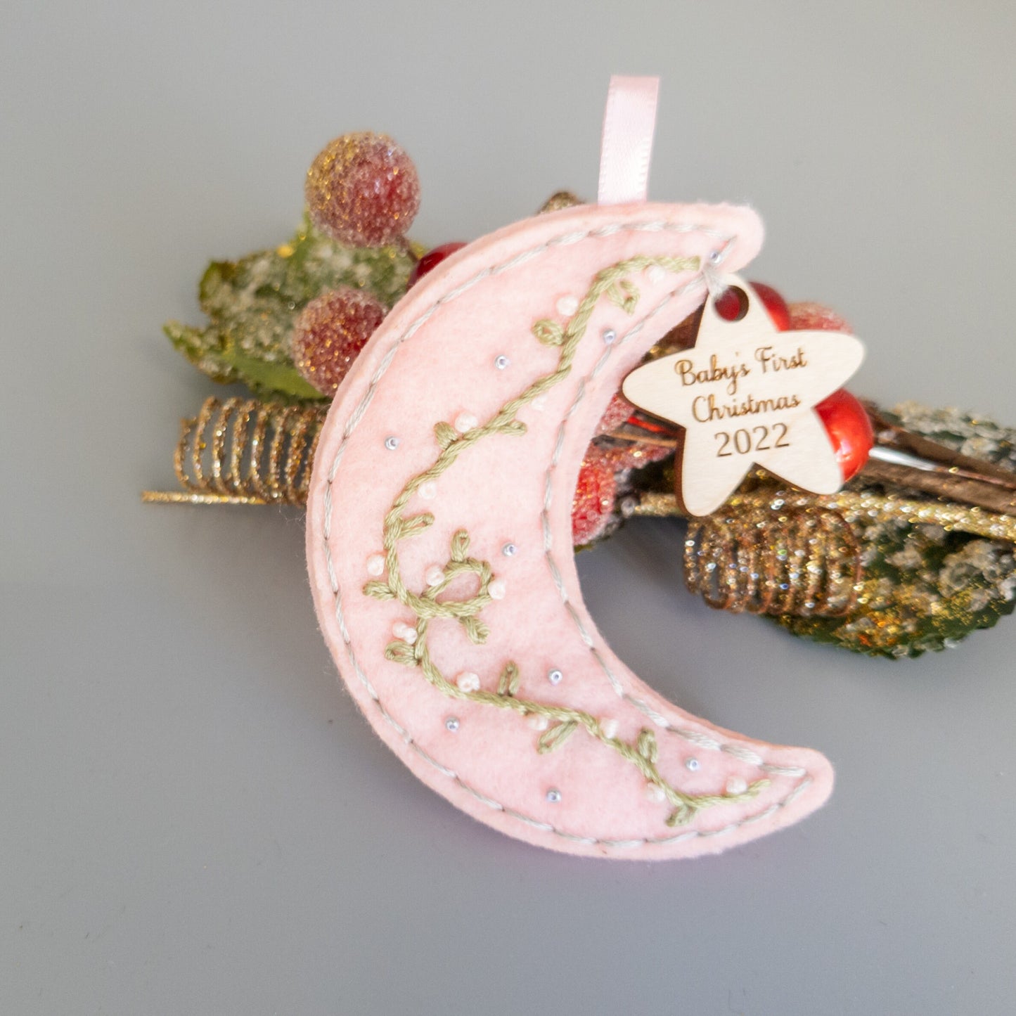 Custom Embroidered Babys First Christmas Ornament