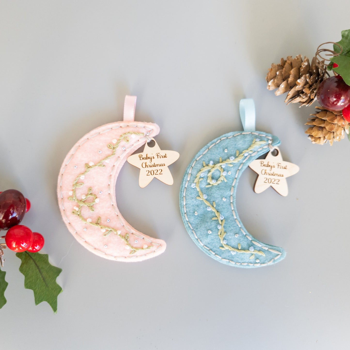Custom Embroidered Babys First Christmas Ornament