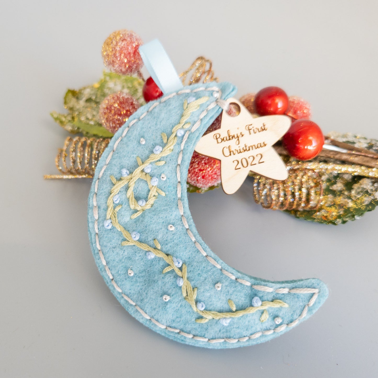 Custom Embroidered Babys First Christmas Ornament