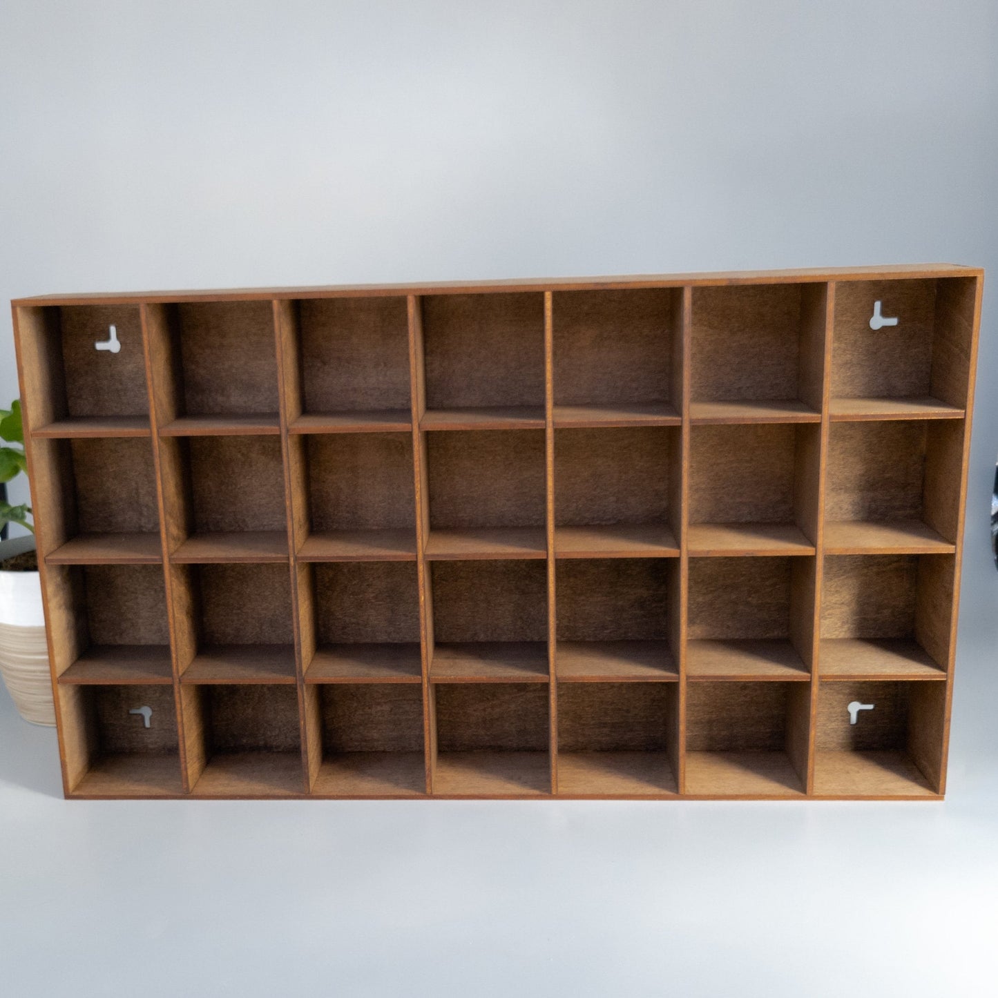 28 Compartment Wooden Display Shelf - 2.5x2.5 - Trinket Shelf - Curio Cabinet