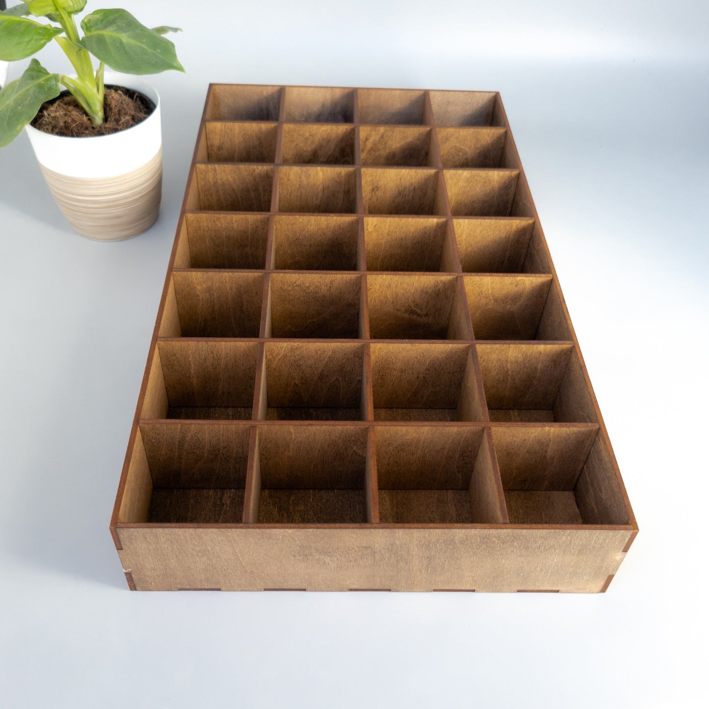 28 Compartment Wooden Display Shelf - 2.5x2.5 - Trinket Shelf - Curio Cabinet