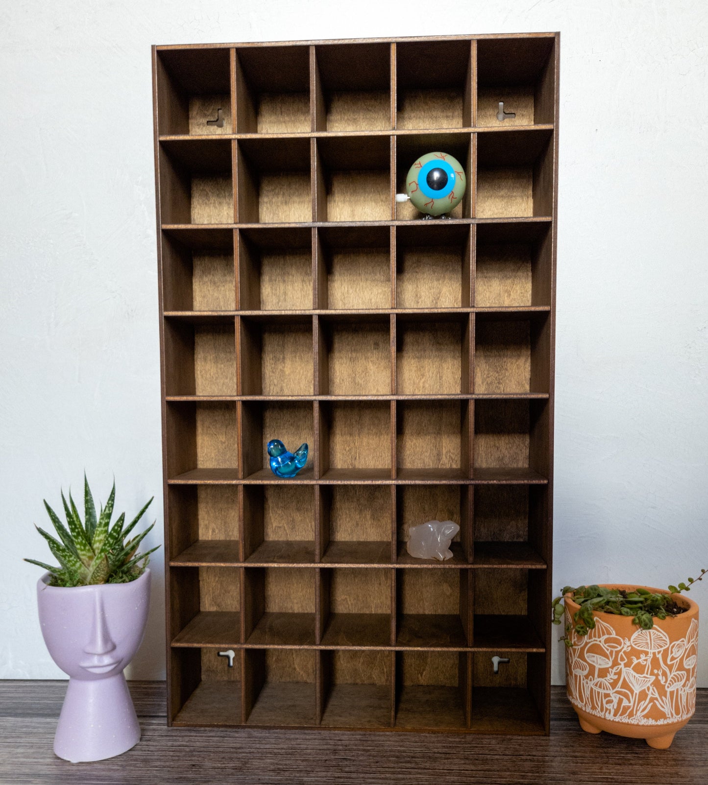40 Compartment Wooden Shelf Display - 2.2x2 - Trinket Shelf - Curio Cabinet