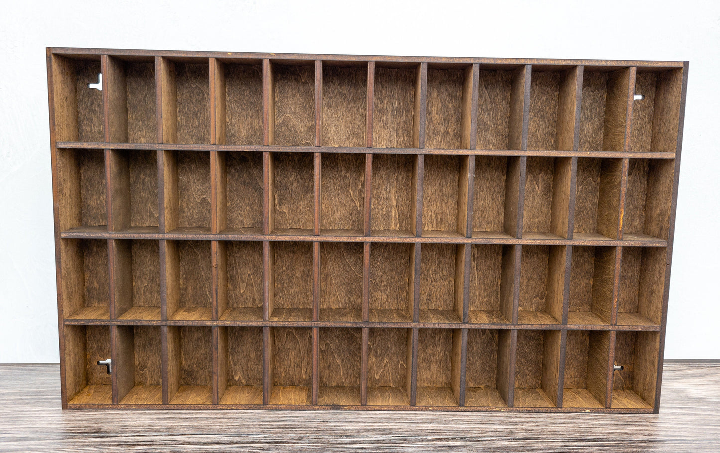 48 Compartment Wooden Display Shelf - 2.75x1.5 - Trinket Shelf - Curio Cabinet