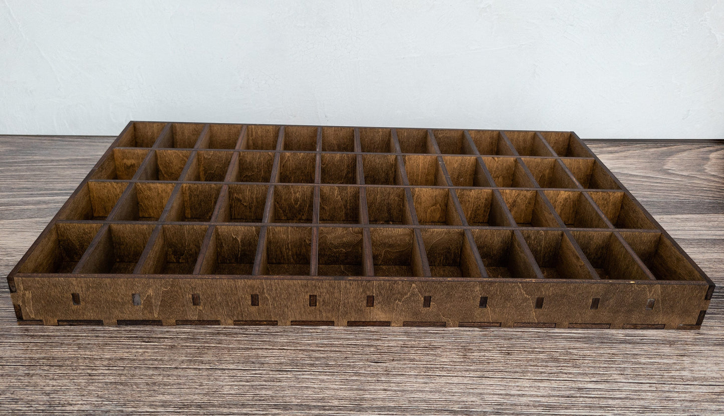 48 Compartment Wooden Display Shelf - 2.75x1.5 - Trinket Shelf - Curio Cabinet