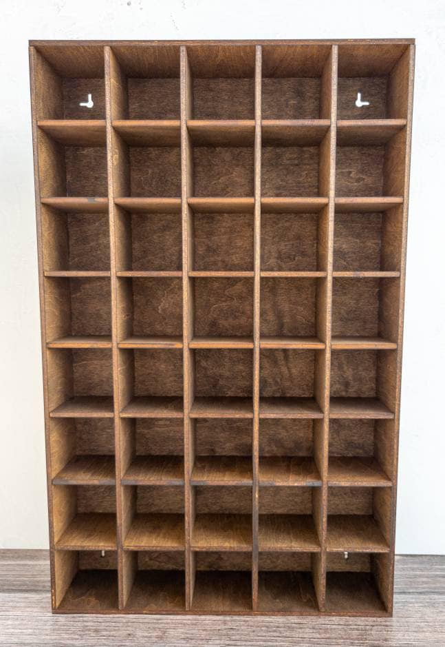 40 Compartment Wooden Shelf - 2.5x2.5 - Trinket Shelf - Curio Cabinet