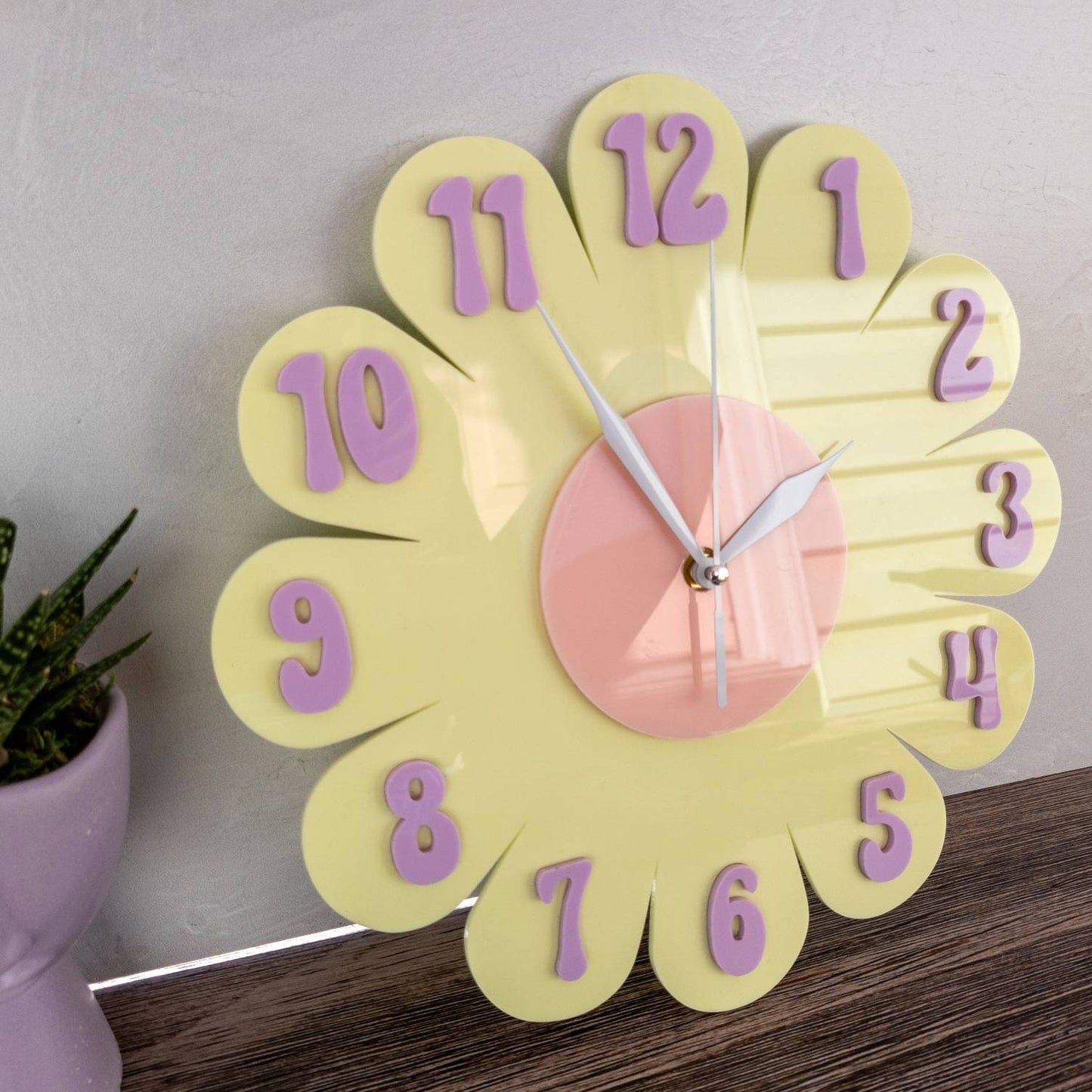 Pastel Yellow Daisy Wall Clock
