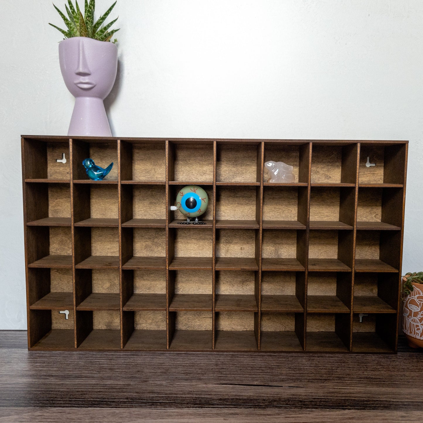 40 Compartment Wooden Shelf Display - 2.2x2 - Trinket Shelf - Curio Cabinet