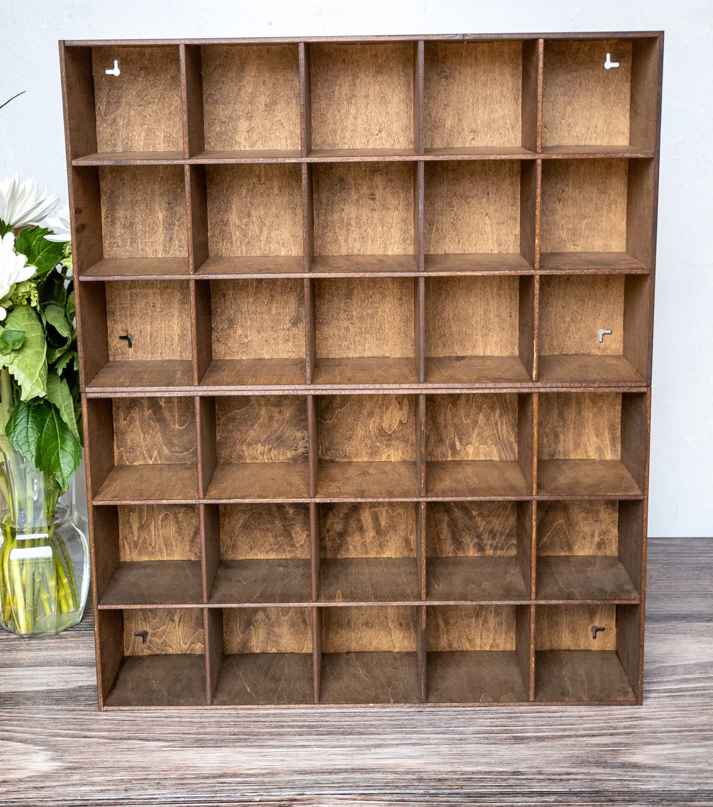 15 Compartment Wooden Display Shelf - 4x4 - Trinket Shelf - Curio Cabinet