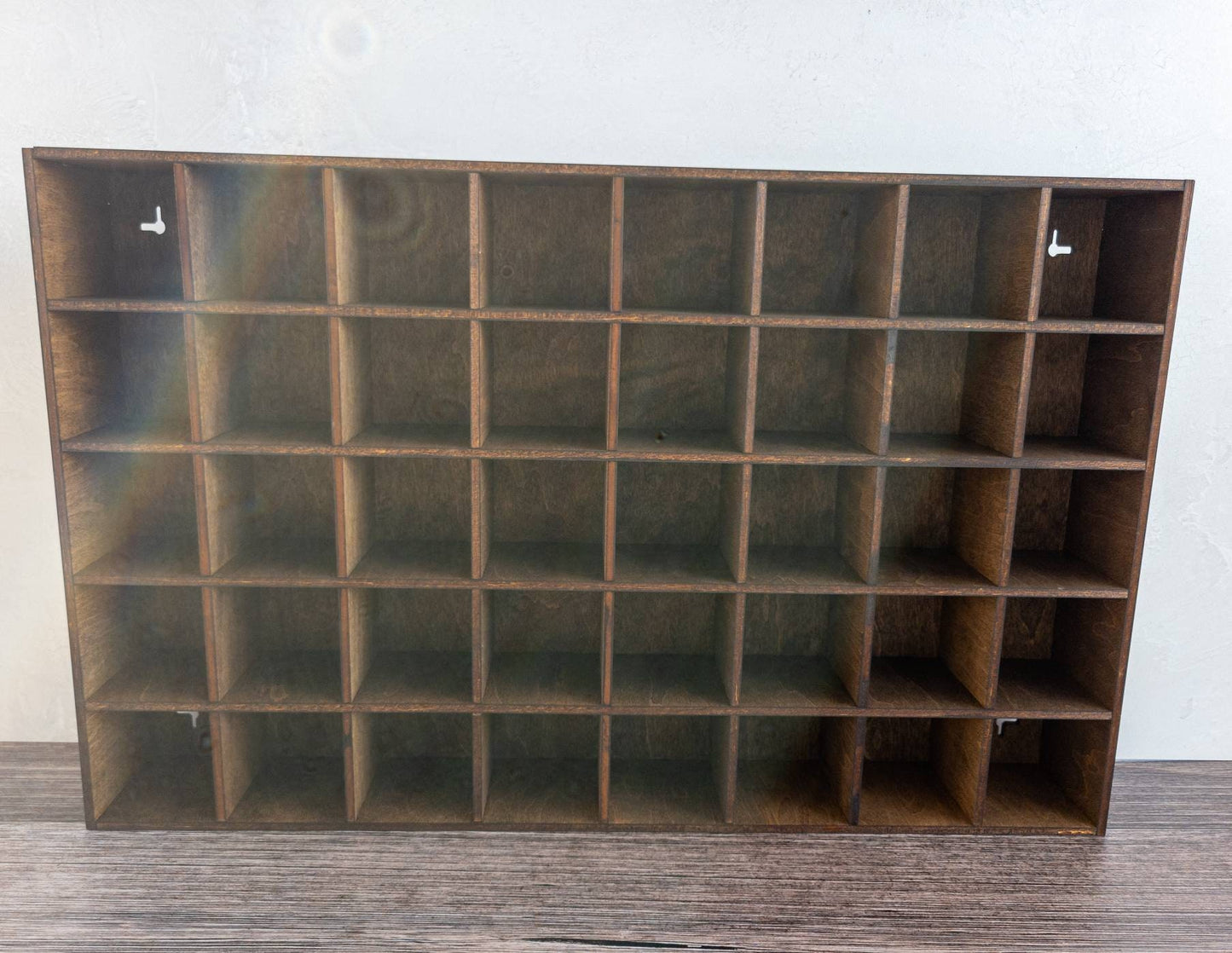 40 Compartment Wooden Shelf - 2.5x2.5 - Trinket Shelf - Curio Cabinet