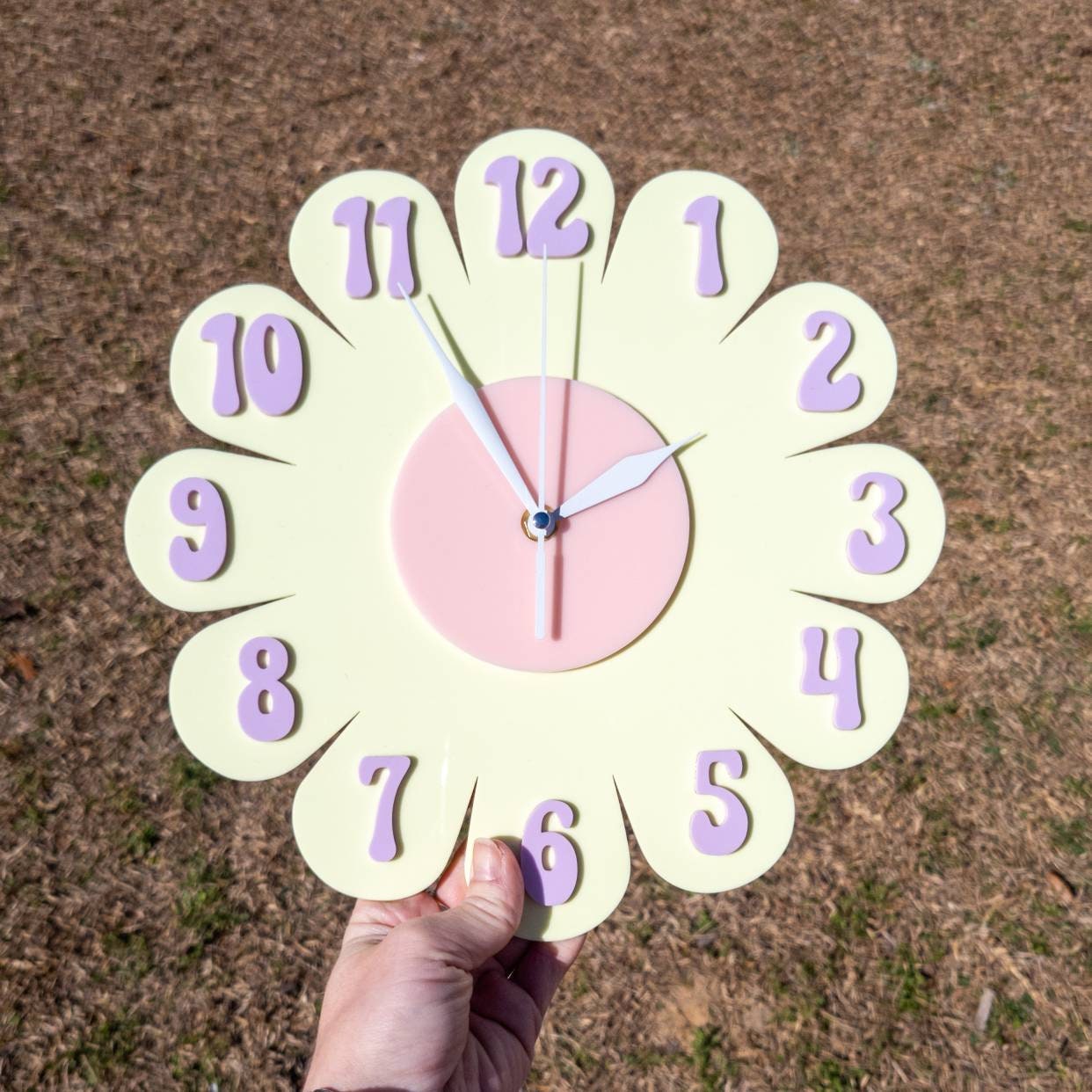 Pastel Yellow Daisy Wall Clock