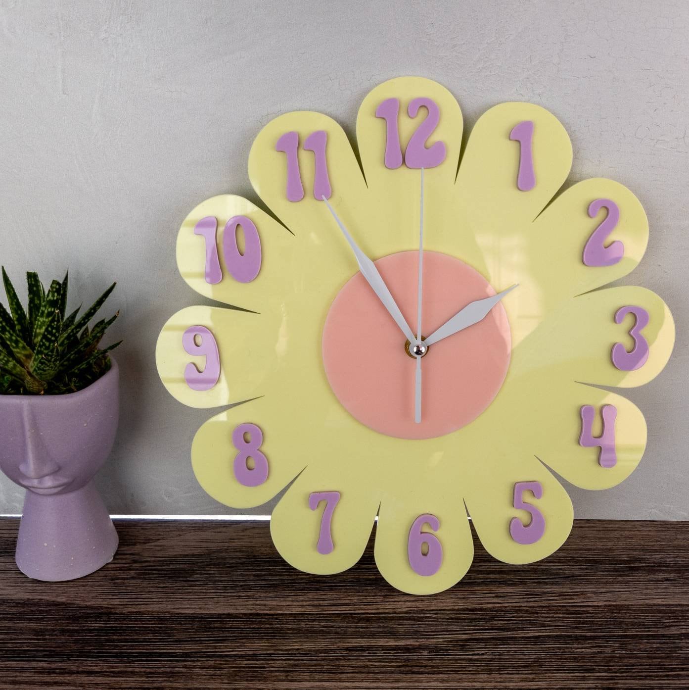Pastel Yellow Daisy Wall Clock