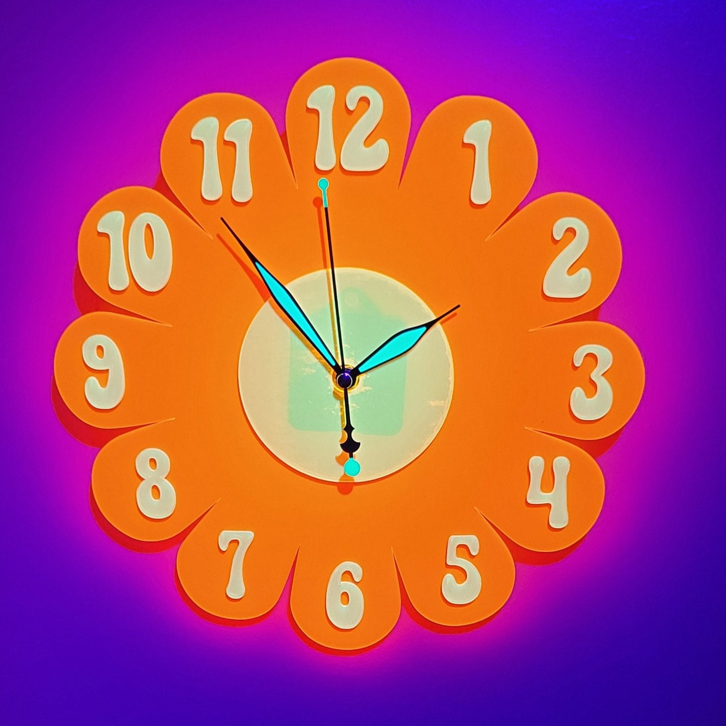 Blacklight Daisy Wall Clock