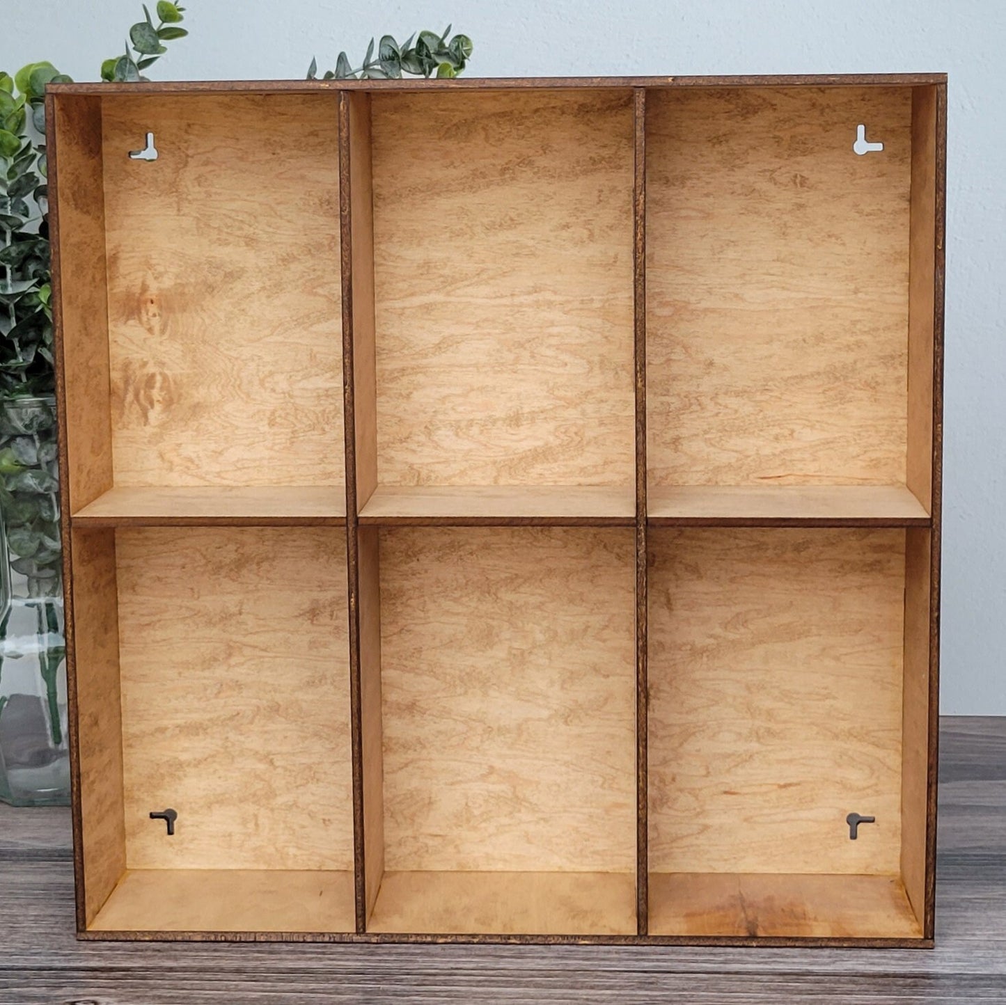 6 Compartment Wooden Display Shelf - 7.75x5x3 - Trinket Shelf - Curio Cabinet