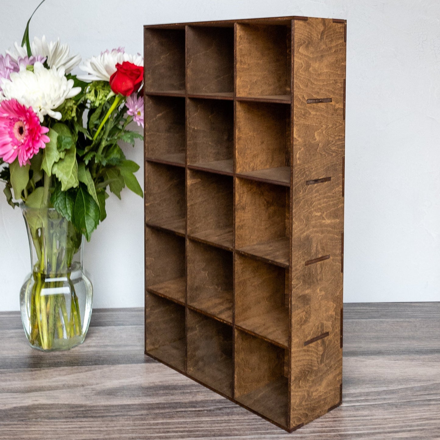 15 Compartment Wooden Display Shelf - 4x4 - Trinket Shelf - Curio Cabinet