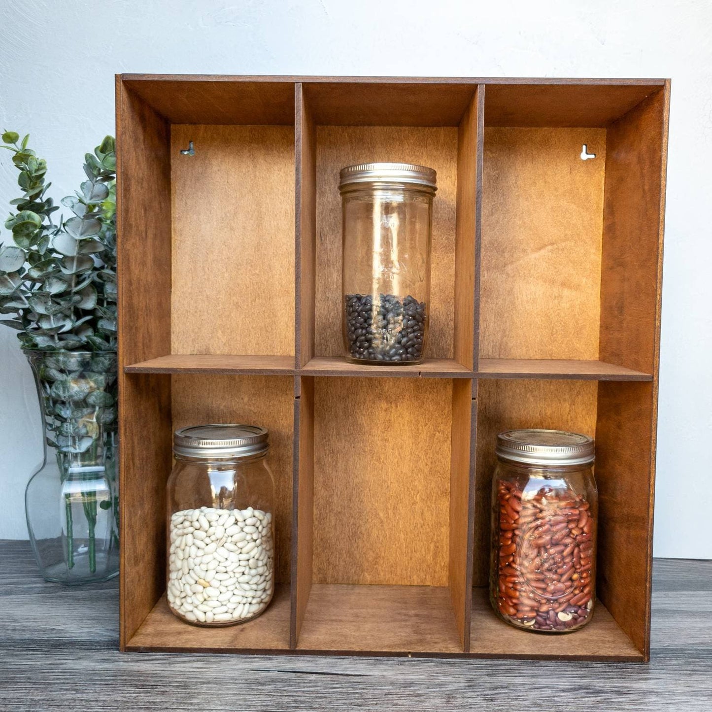6 Compartment Shadow Box Display Shelf - 9x5.5 - Trinket Shelf - Curio Cabinet