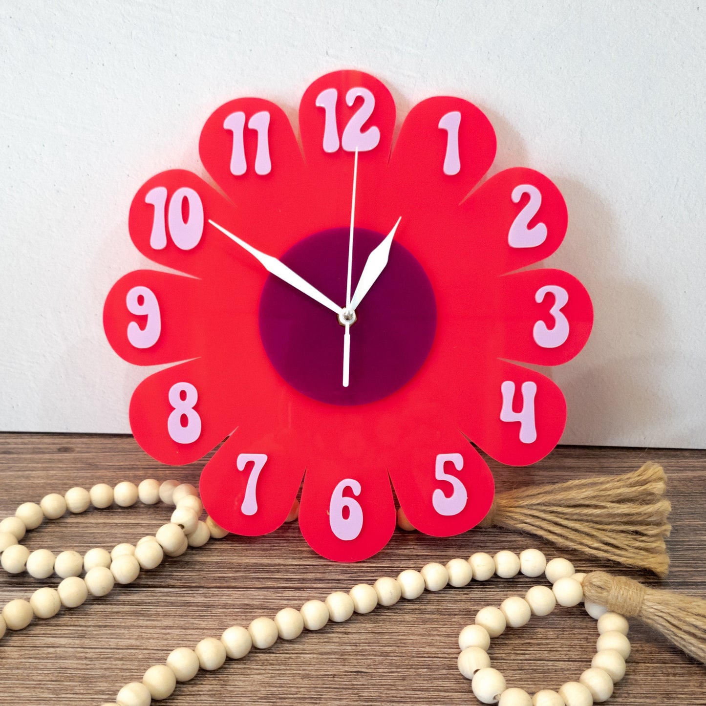 Hot Pink Daisy Wall Clock