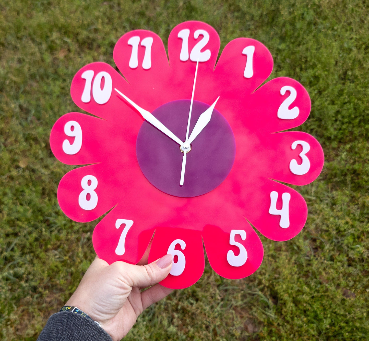 Hot Pink Daisy Wall Clock