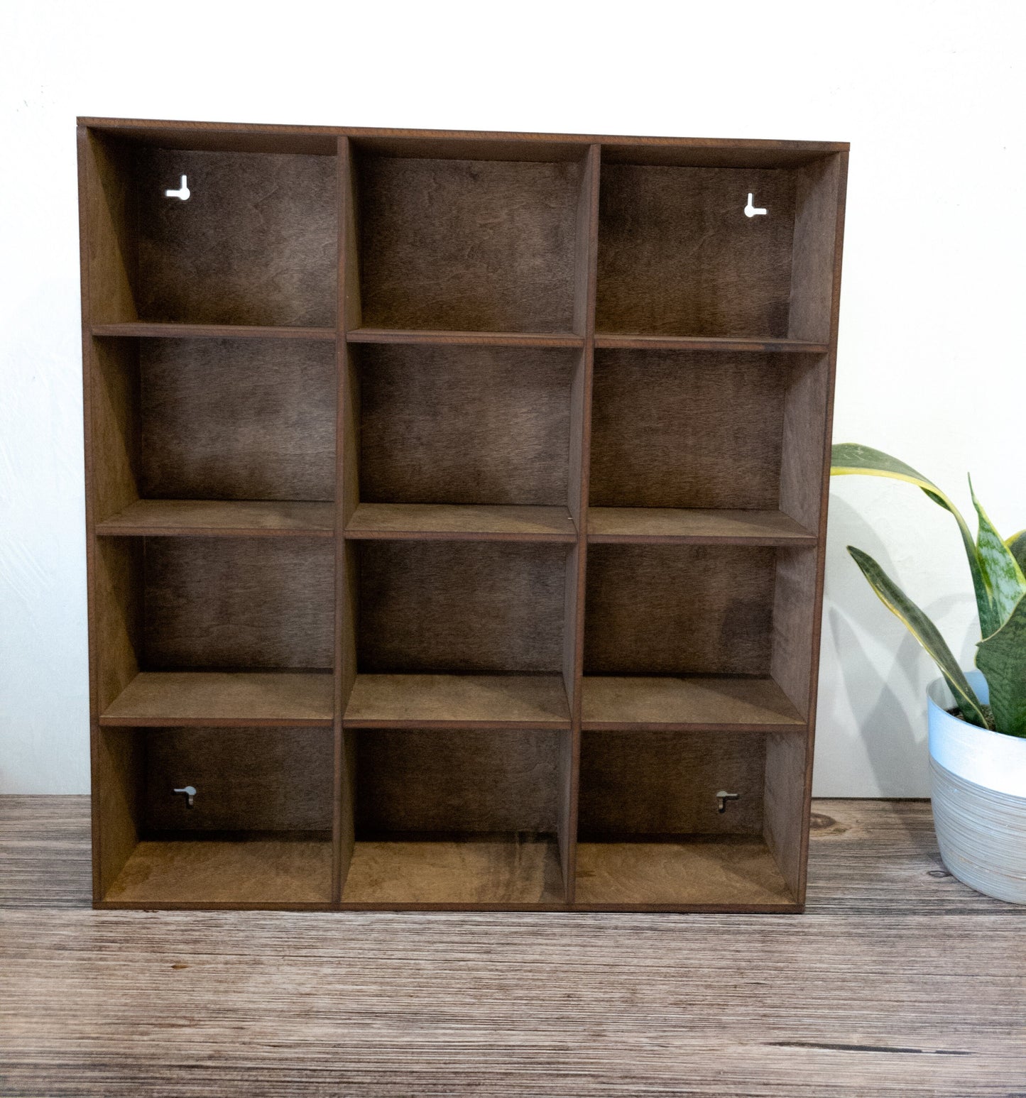 12 Compartment Wooden Display Shelf- 5x4 - Trinket Shelf - Curio Cabinet
