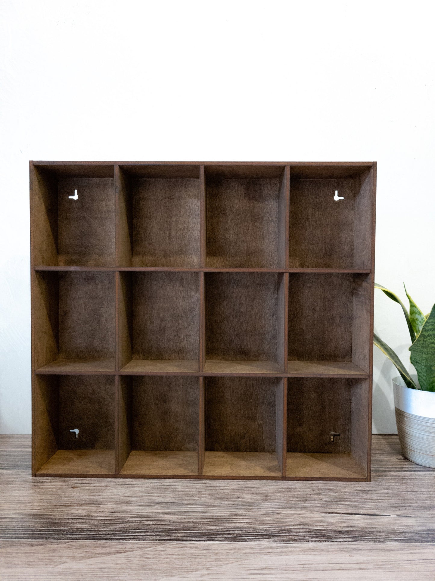 12 Compartment Wooden Display Shelf- 5x4 - Trinket Shelf - Curio Cabinet