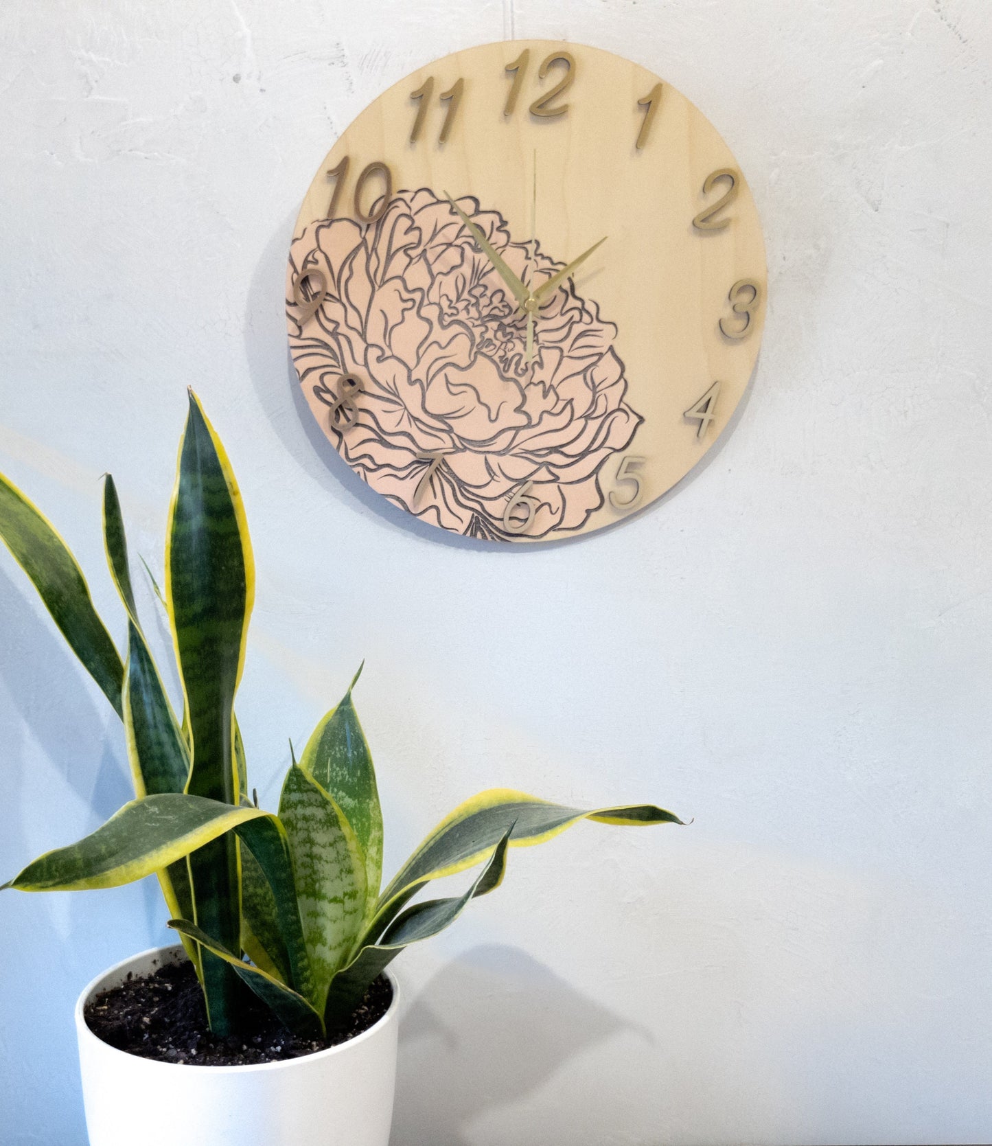Modern Floral Peony Pastel Wall Clock - Pink Flower Nursery Clock