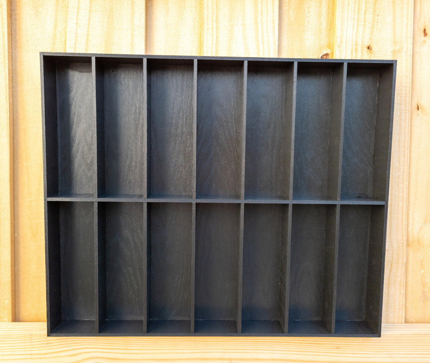 14 Compartment Wooden Display Shelf - 9x3 - Trinket Shelf - Curio Cabinet