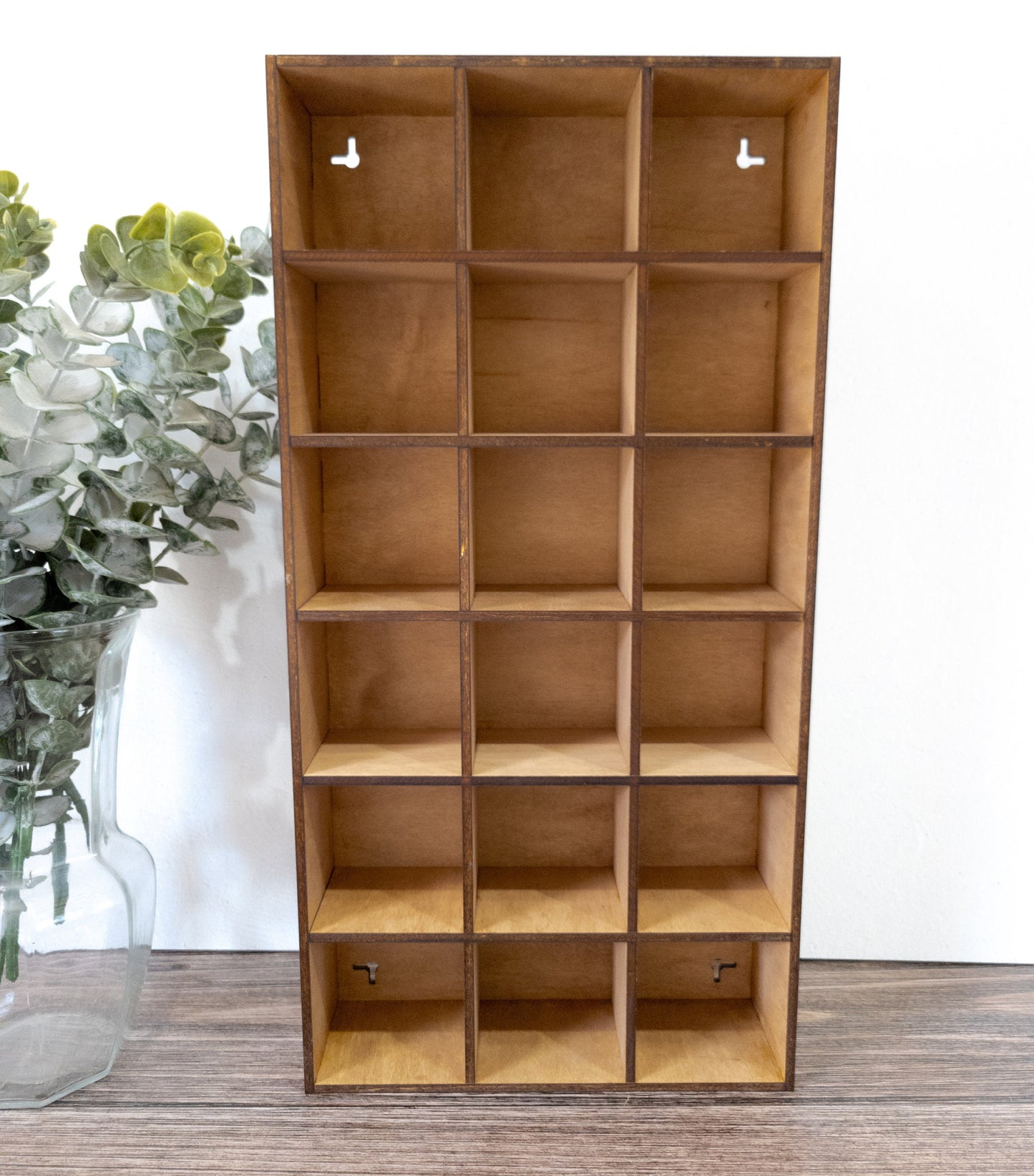 18 Compartment Wooden Display Shelf - 3x3 - Trinket Shelf - Curio Cabinet