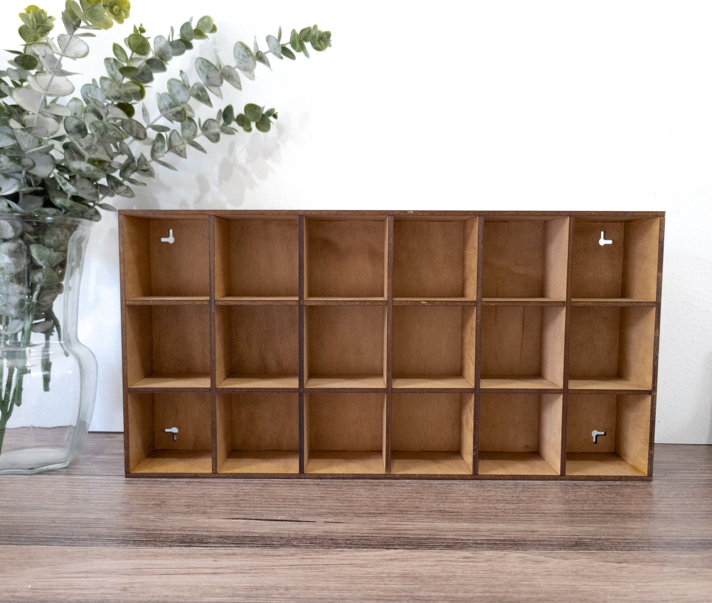 18 Compartment Wooden Display Shelf - 3x3 - Trinket Shelf - Curio Cabinet