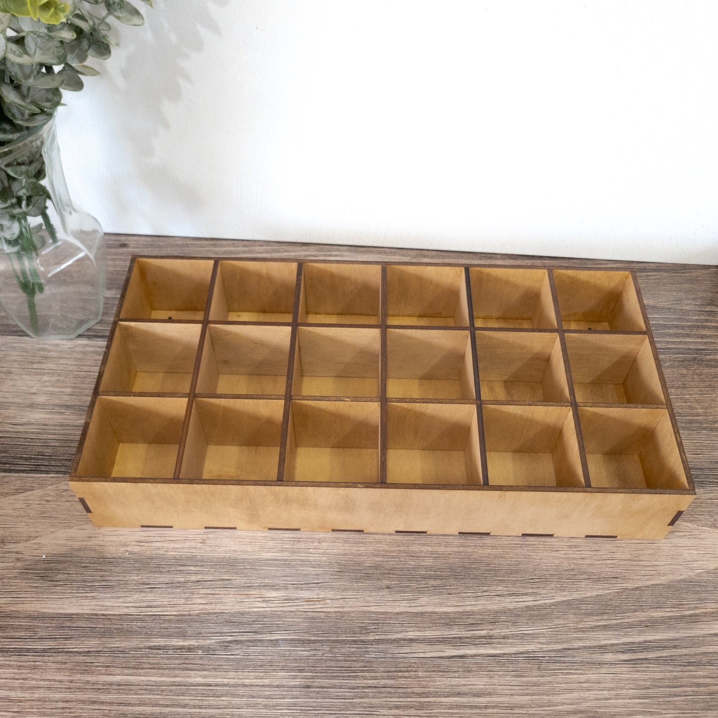 18 Compartment Wooden Display Shelf - 3x3 - Trinket Shelf - Curio Cabinet