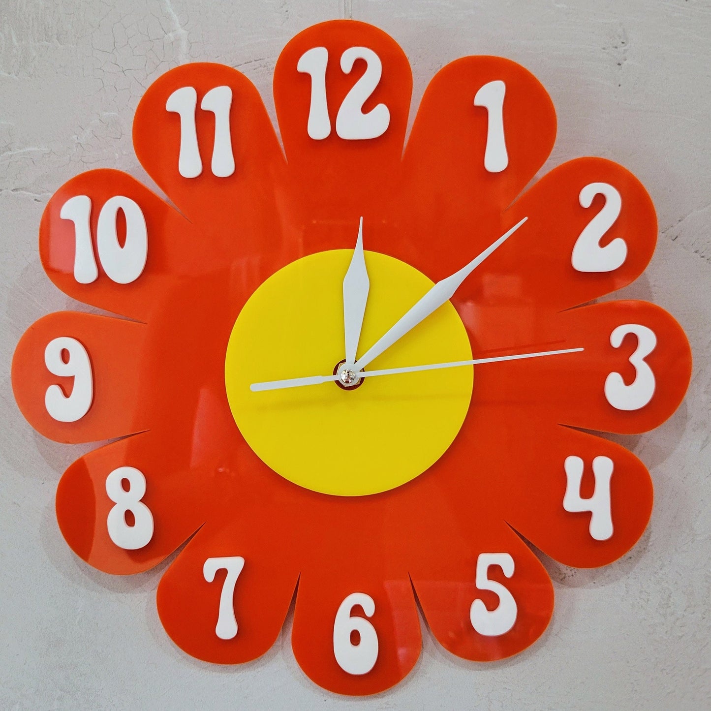Orange Daisy Wall Clock