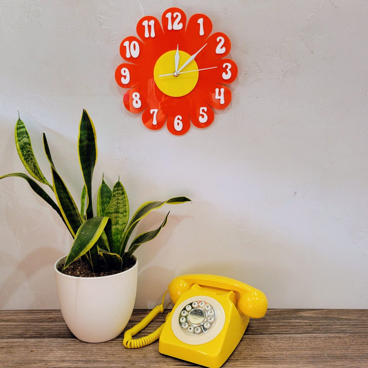Orange Daisy Wall Clock