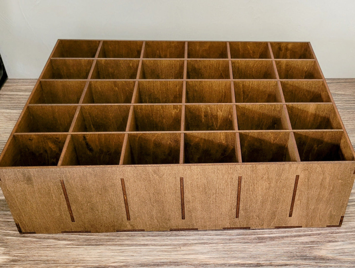 30 Compartment Wooden Display Shelf - 3x3.5 - Trinket Shelf - Curio Cabinet