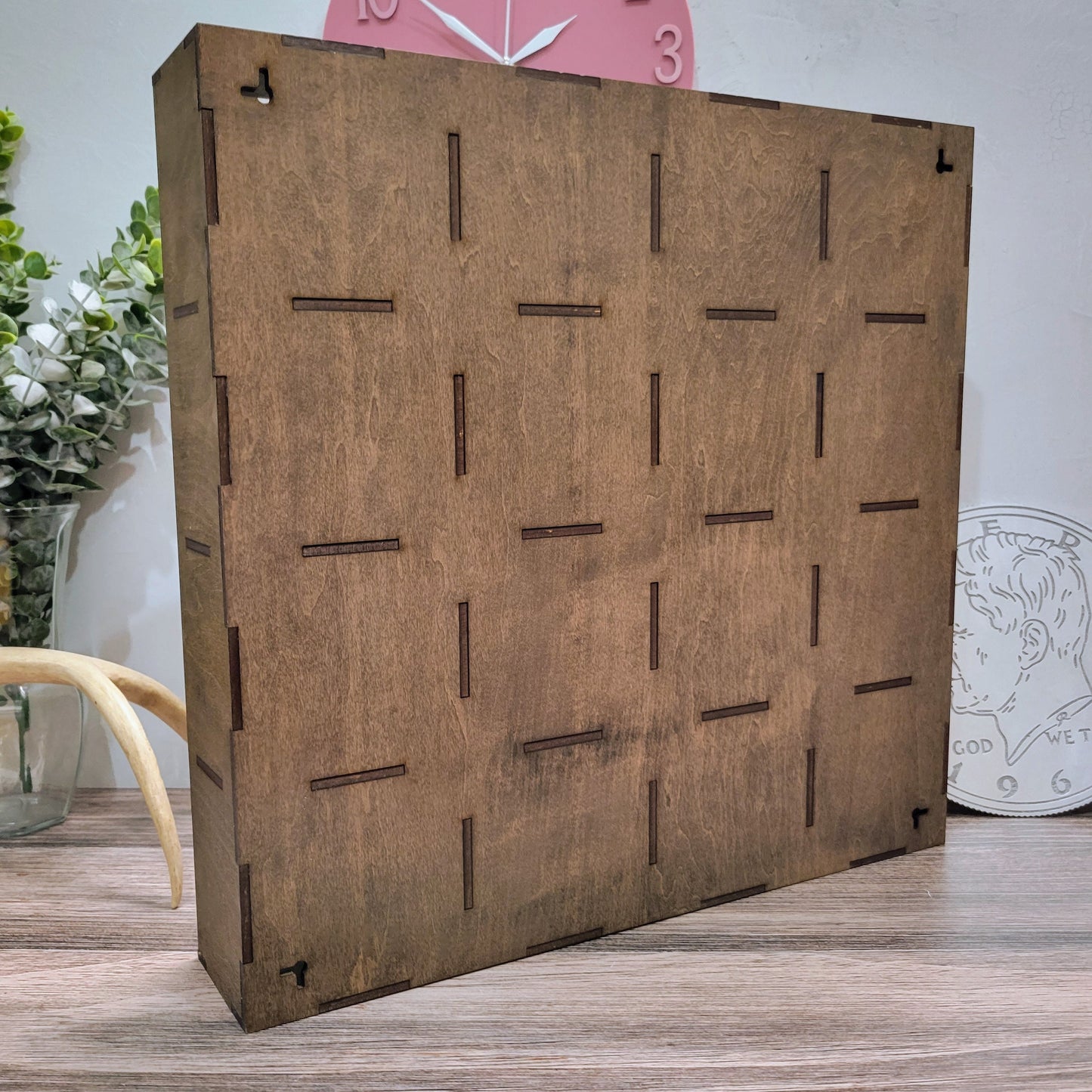 16 Compartment Wooden Display Shelf - 4.7x4.6 - Trinket Shelf - Curio Cabinet