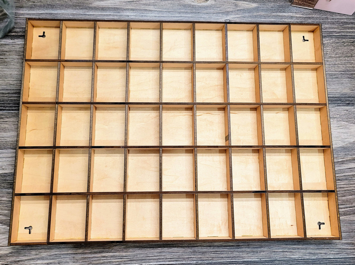 45 Compartment Wooden Display Shelf - 3.25x2.5 - Trinket Shelf - Curio Cabinet