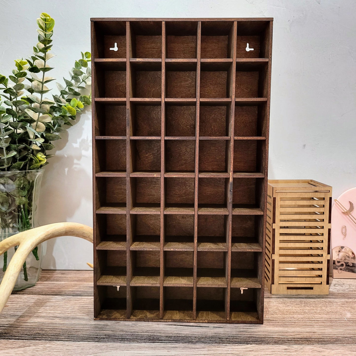 40 Compartment Wooden Shelf Display - 2.2x2 - Trinket Shelf - Curio Cabinet