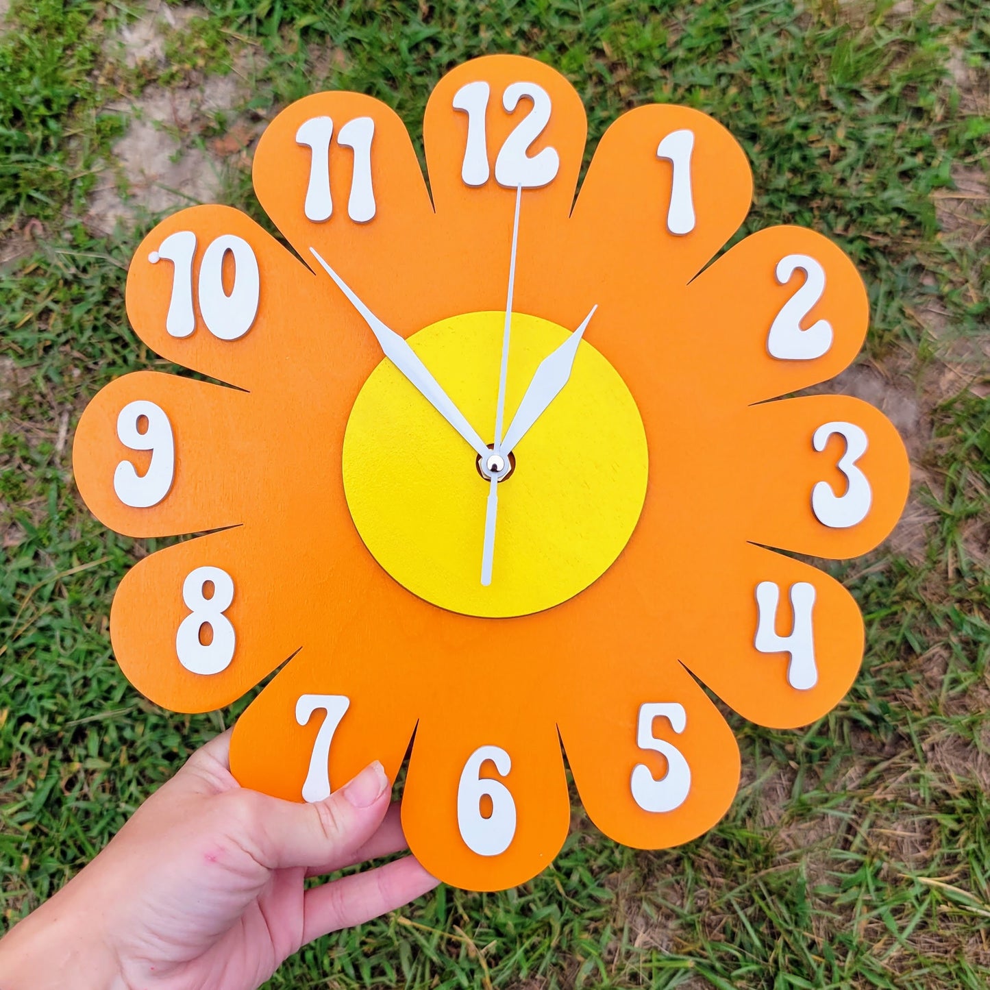 Orange Daisy Wall Clock
