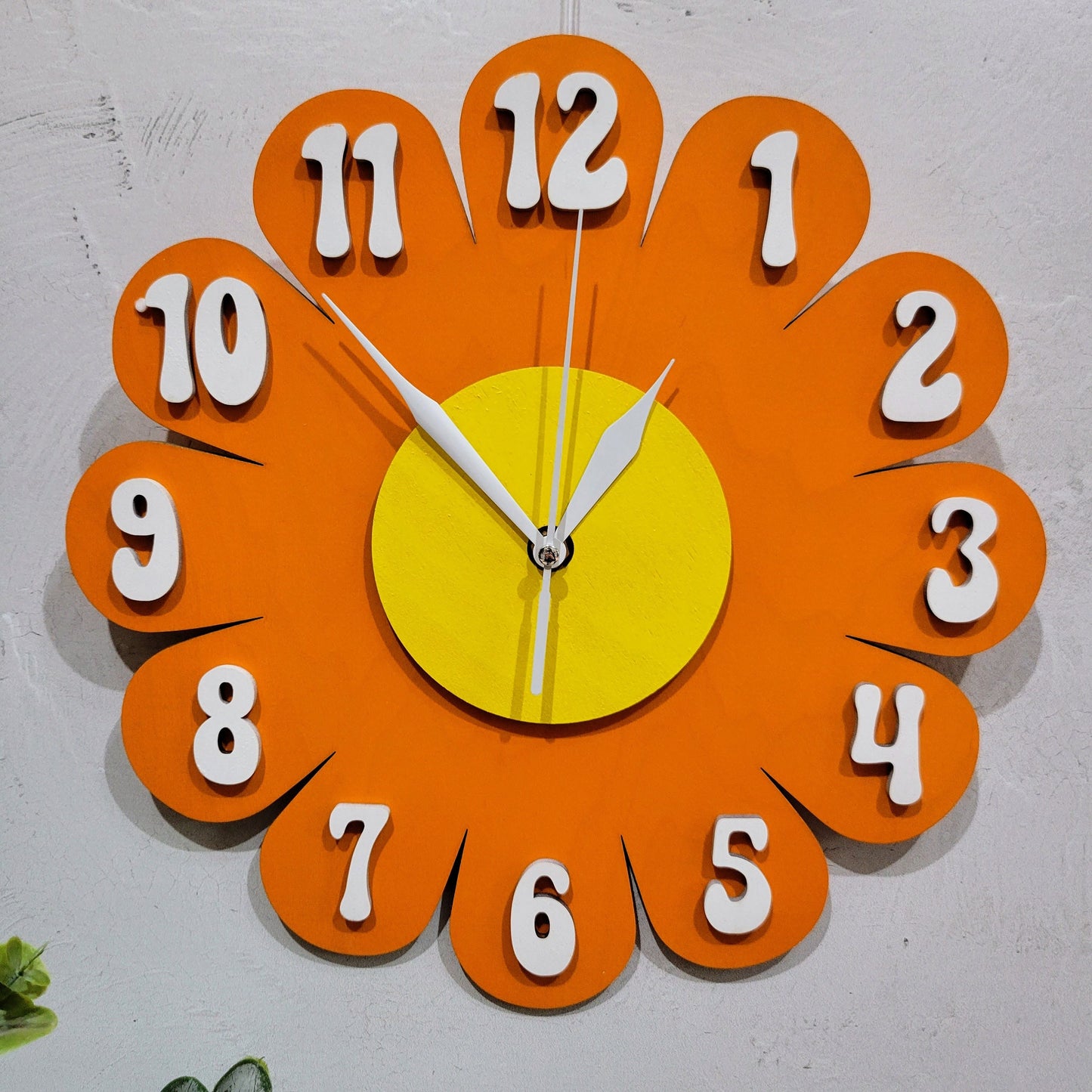 Orange Daisy Wall Clock