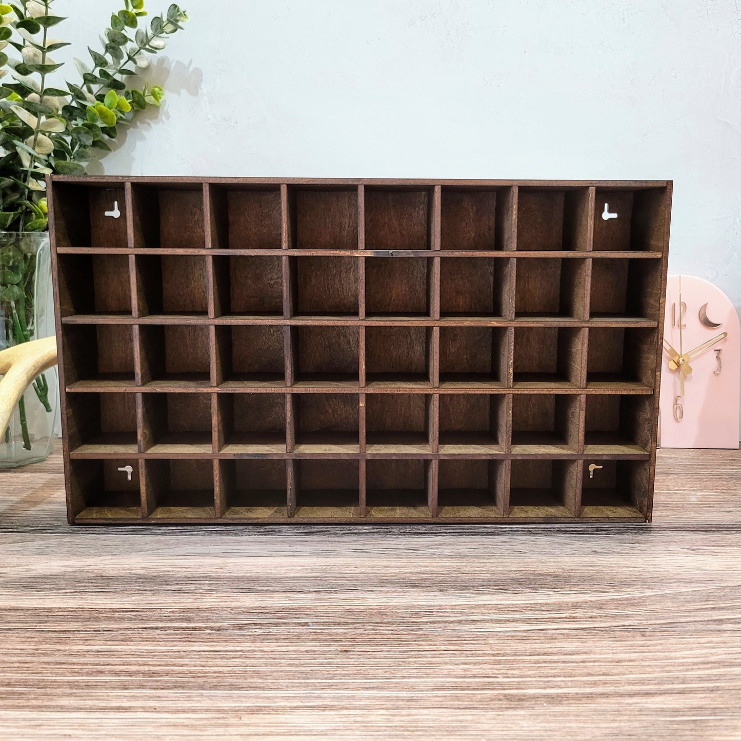 40 Compartment Wooden Shelf Display - 2.2x2 - Trinket Shelf - Curio Cabinet